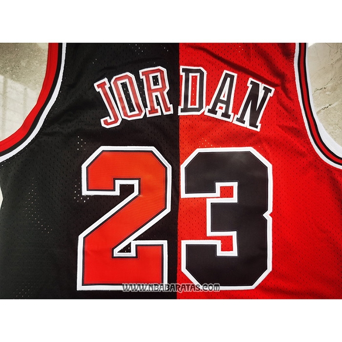 Camiseta Chicago Bulls Michael Jordan #23 Split Negro Rojo